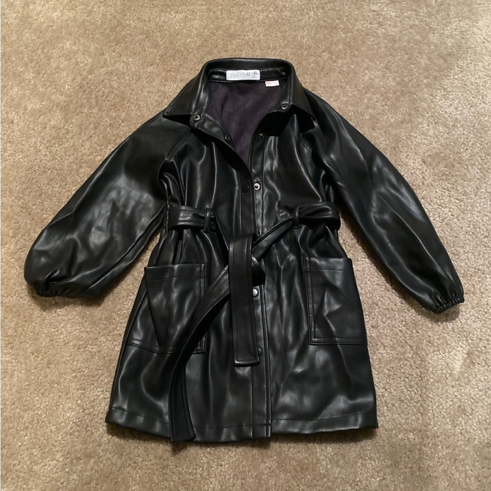 Zara Black Leather Jacket with Balloon Sleeves